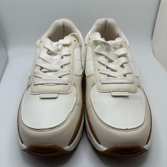 CUSHIONAIRE Women's lace up Sneaker +Comfort Foam 7.5 WIDE WHITE/TAN - Picture 2 of 7